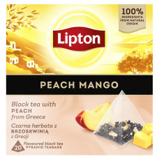 Чай Lipton Peach Mango 20 * 1,8г черн. пірамідки (12)