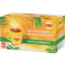 Чай Lipton Yellow Label 50*2г+50*2г + чашка черный (6)