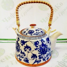 Kettle ceramic with meth. sieve Blue chrysanthemum 900 ml