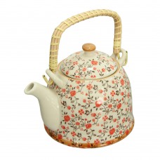Kettle keram. with meth. sieve Red flower 900ml