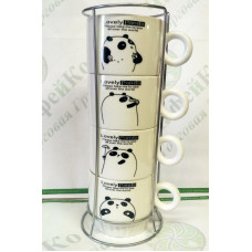 Tea set for 4 persons on the stand 'Panda'