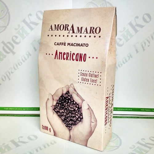 Кофе AmorAmaro Americano Американо 2*100г 70%араб./30%роб. мол. (18)