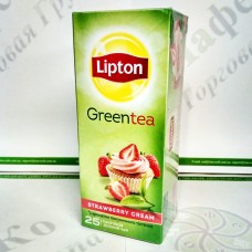 Чай Lipton Strawberry Cream 25*1,6г зеленый (24)