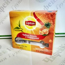 Чай Lipton Yellow Label 25*2г + Forest Fruit 25*1,8г + ложка черный (12)