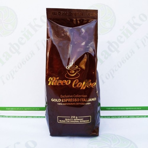 Ricco coffee Gold Espresso Italiano 250g grain, 30% Arab 70%, Rob (20)